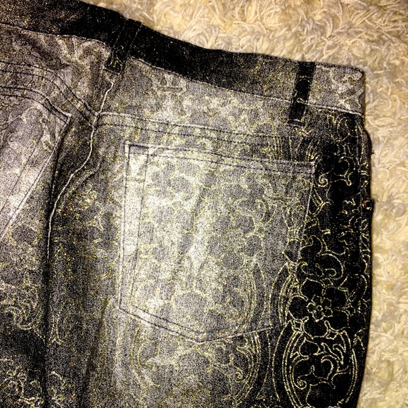 ROBERTO CAVALLI Jeans, Size Large Gold Jacquard Vintage RARE! Made in Italy NWOT - Picture 10 of 15